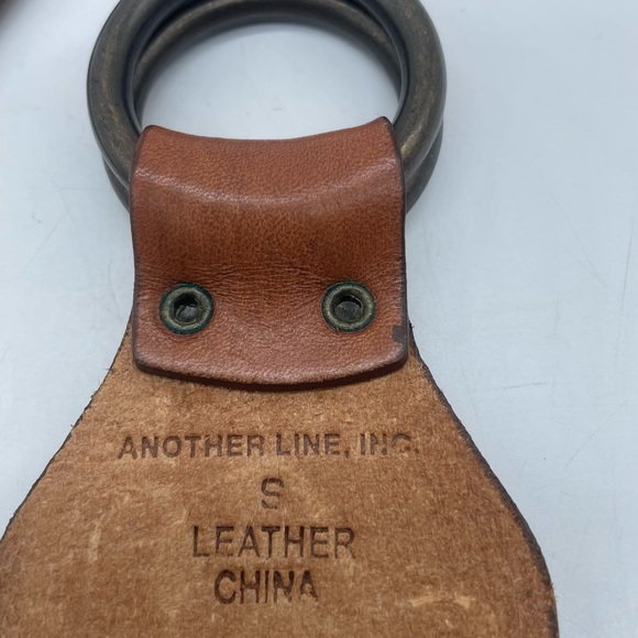 Another Line Leather Stuffed Belt Brown Gunmetal Sz S 30”-32” - Picture 3 of 5